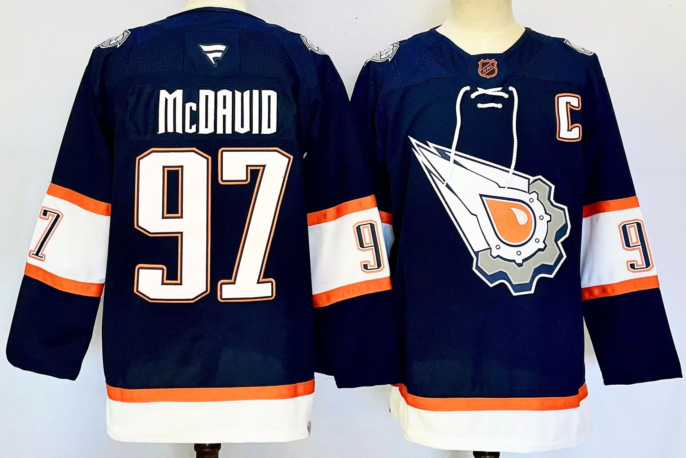 Men Edmonton Oilers #97 Mcdavid Drak Blue 2025 Home Premier Player NHL Jersey